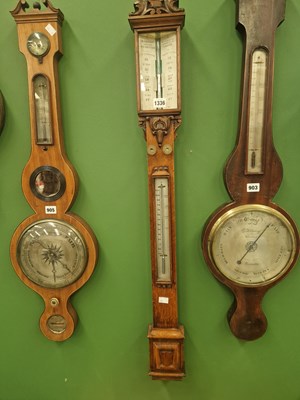 Lot 1336 - A 19th century oak stick barometer by C...