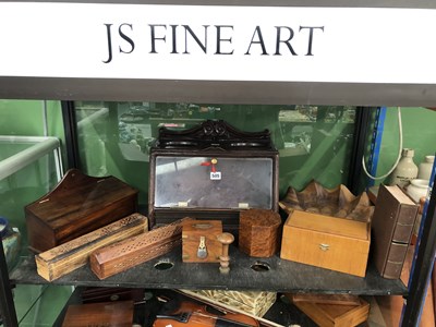 Lot 505 - A table top shop display cabinet, a candle box,...