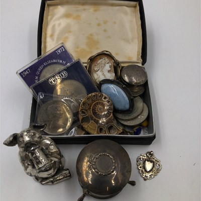 Lot 1057 - A hallmarked silver fob medallion, a cameo...