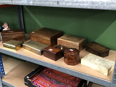 Lot 515 - A rosewood writing slope, a yew wood box...