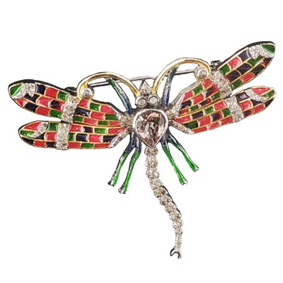 Lot 1041 - A silver dragonfly brooch and pendant...