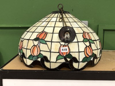 Lot 518 - A Tiffany taste leaded glass ceiling light shade