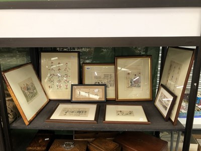 Lot 523 - Nine framed rugby cartoons