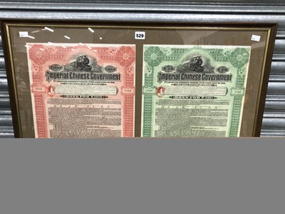 Lot 529 - Two Imperial Chinese Government bonds in a...