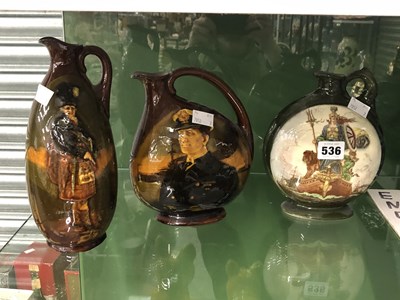 Lot 536 - Two Doulton Dewars whisky flasks together with...