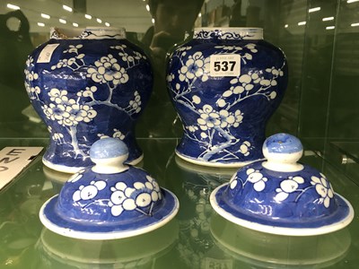 Lot 537 - A pair of Chinese blue and white prunus...
