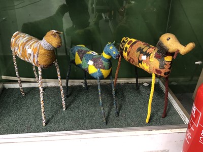 Lot 547 - A bead work elephant, a horse and another...