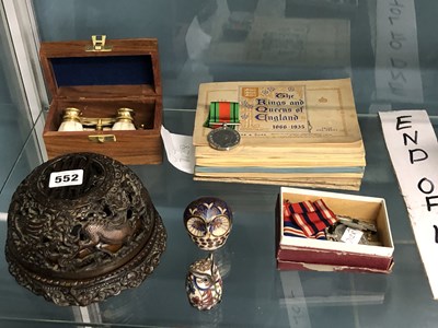 Lot 552 - WWII medals, boxed mother of pearl opera...