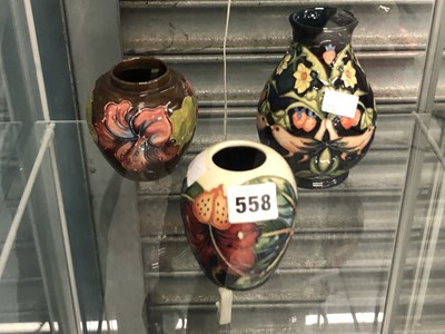 Lot 558 - Three Moorcroft vases