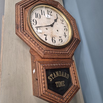 Lot 5 - An antique drop dial wall clock