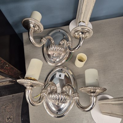 Lot 6 - A pair of plated wall lights H 20cm W 25cm D...