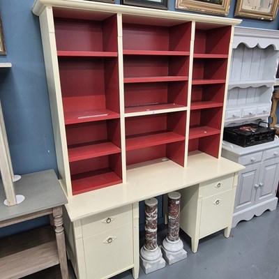 Lot 8 - A modern desk unit with a raised bookcase...