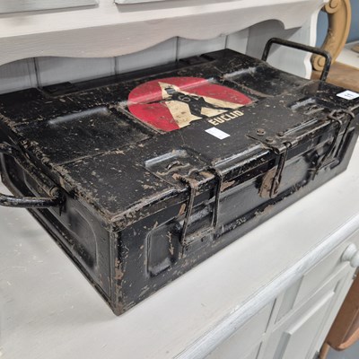 Lot 11 - A vintage painted ammunition box