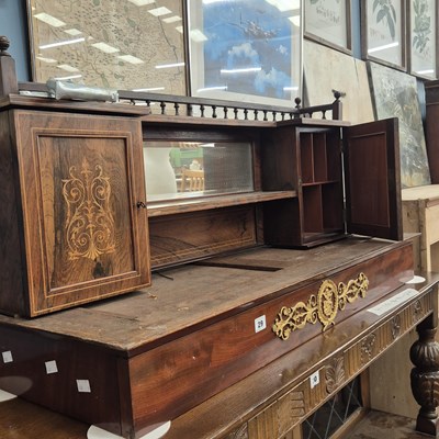 Lot 29 - An Edwardian rosewood and inlaid raised desk...