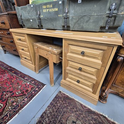Lot 41 - A modern oak finish desk or dressing table H...