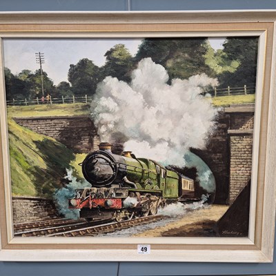 Lot 49 - Alan King (20th century), locomotives, two oil...