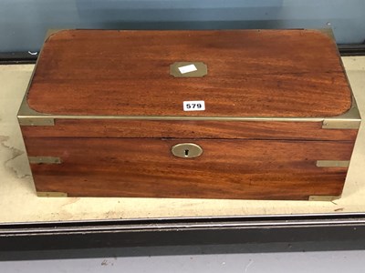 Lot 579 - A brass bound mahogany writing slope