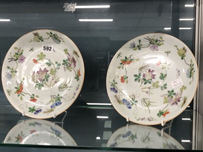 Lot 592 - A pair of Chinese flower sprig decorated...
