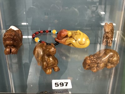 Lot 597 - Five Chinese stone animals