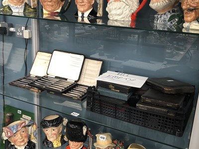 Lot 627 - Three cases of six knives together with empty...