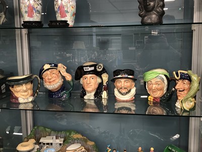 Lot 632 - Six Doulton character jugs