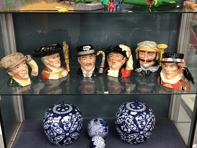 Lot 634 - Six Doulton character jugs
