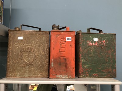 Lot 636 - Shellmex and two other fuel cans