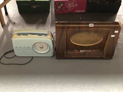 Lot 648 - An HMV wooden cased radio together with as...