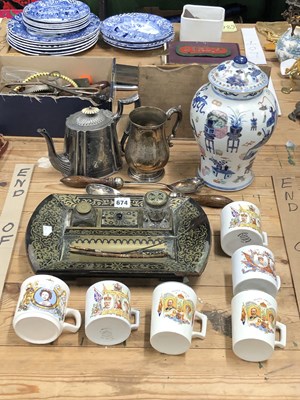 Lot 674 - A Chinese jar and cover, coronation mugs,...