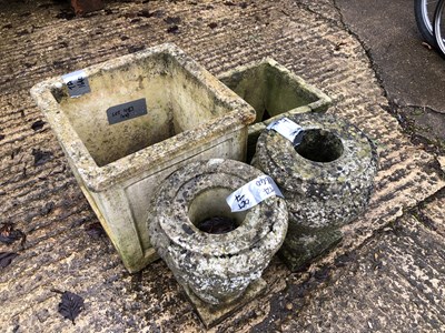 Lot 483 - A pair of concrete plant pots, with a pair of...