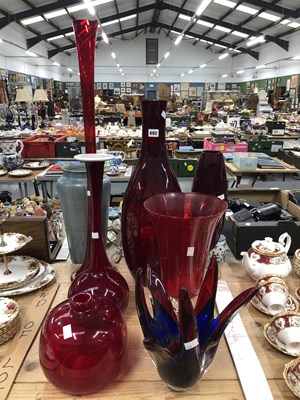 Lot 692 - A collection of ruby glass vases