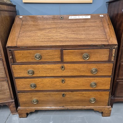 Lot 54 - A George III mahogany bureau H 100 W 42 D 54cm