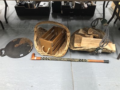 Lot 697 - Two log baskets, a crate for Scotch whisky, an...