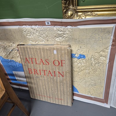 Lot 70 - A large vintage atlas and three terrain maps