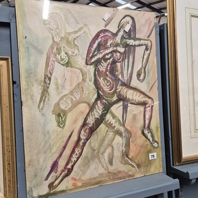 Lot 75 - An interesting abstract study of dancers, ink...