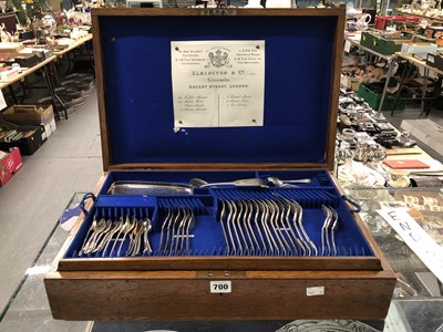 Lot 700 - An oak canteen of Elkington electroplate...