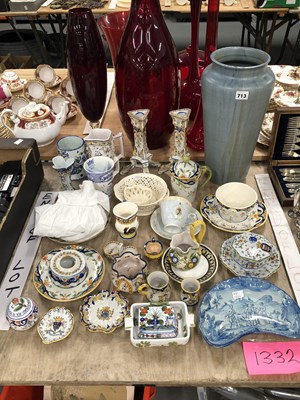 Lot 713 - A collection of Quimper pottery, a Cantagalli...