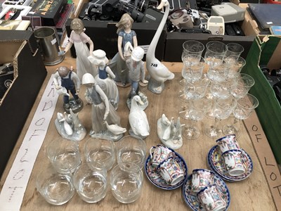 Lot 749 - Nao figures, drinking glass and Japanese...