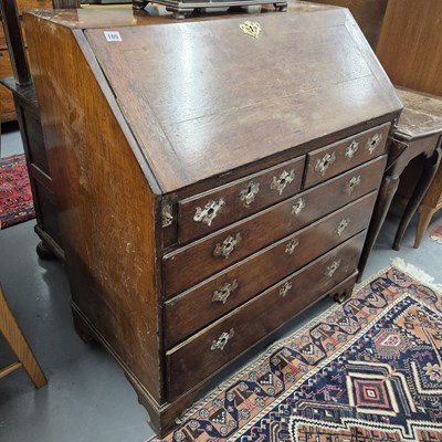 Lot 105 - A Georgian country oak bureau H 102 W 91 D 51cm