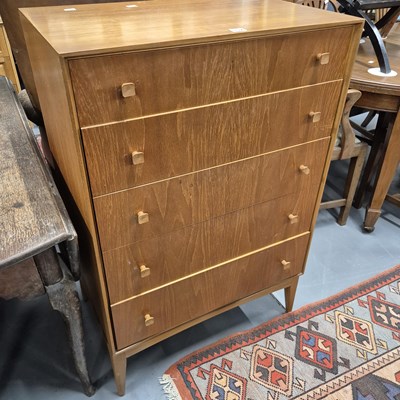 Lot 107 - A mid century retro chest of five drawers H...