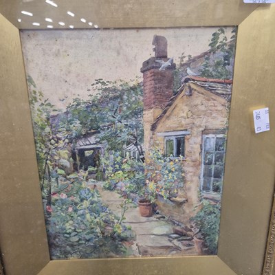 Lot 146 - Theresa Stannard, a cottage garden, watercolour