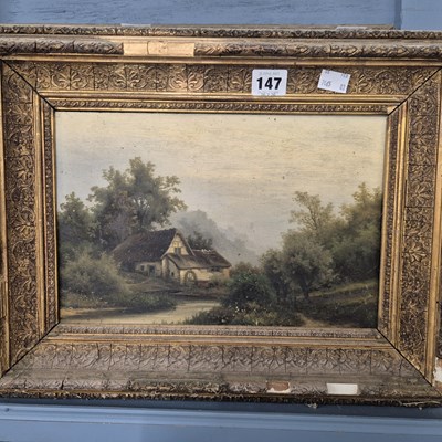 Lot 147 - A 19th century oil on canvas, cattle at rest...