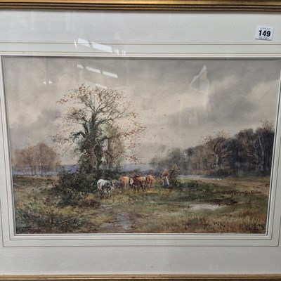 Lot 149 - Henry Charles Fox, cattle and a drover by a...