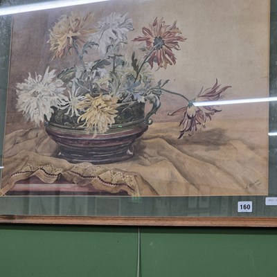 Lot 160 - L Broom, Still life flowers, watercolour....