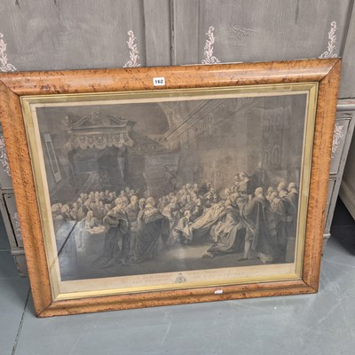 Lot 162 - A large 18th century engraving on maple frame.
