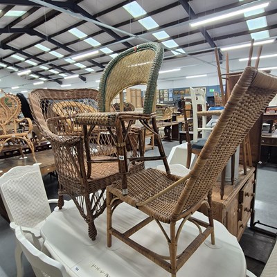 Lot 164 - Three Various antique rattan chairs.