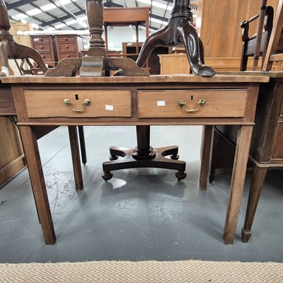 Lot 182 - A 19th century mahogany two-drawer side table...