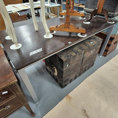 Lot 186 - A modernist alloy framed desk /table H 73cm W...
