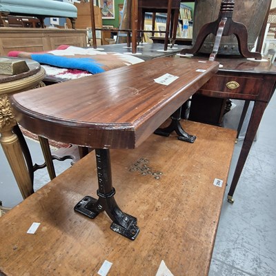 Lot 203 - A mahogany and cast iron stool H 30cm W 69cm D...