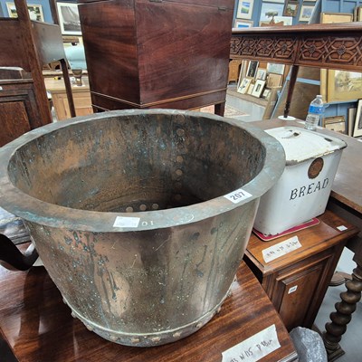 Lot 207 - A copper copper, an enamel bread bin and a...
